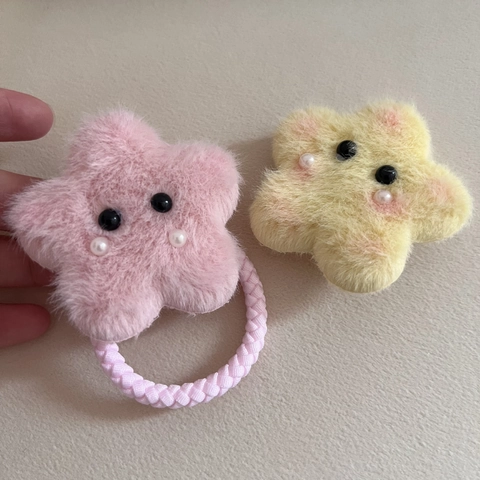 Cute Plush Rabbit Flower Star Hair Clips For Women Kids Korean Style Handmade Artificial Pearl Hair Ties Duckbill Clips Accessories