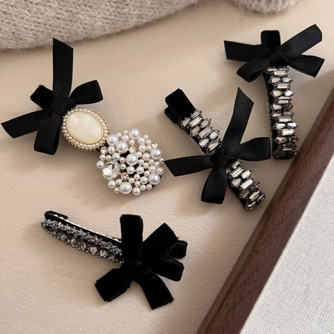 Pinza Para El Pelo Con Lazo Vintage Francés Elegante Con Strass Y Perlas Artificiales De Imitación Horquilla De Satén Para Mujer Fiesta