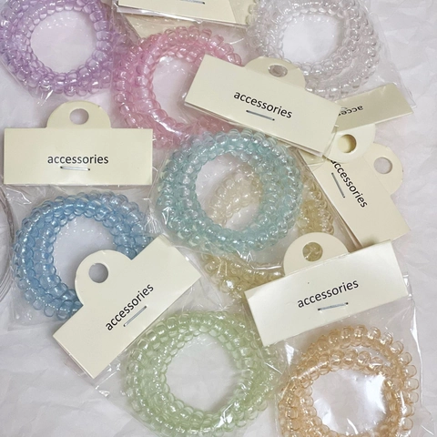 Haargummis Im Koreanischen Stil Bunte Spirale Telefondraht Für Damen Mädchen Elastischer Kunststoff Transparente Haarringe