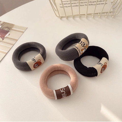 Fasce per Capelli da Donna con Motivo a Orsetto dei Cartoni Animati Etichetta in Tessuto Scrunchies Fatti a Mano in Tessuto ad Alta Elasticità Gioielli
