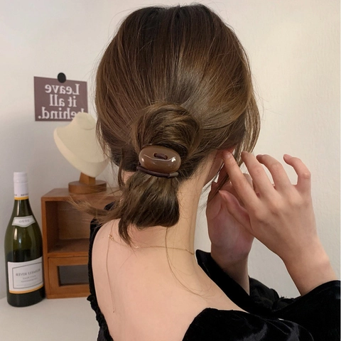 Minimalist Retro Resin Oval Bead Hair Ties For Women Vintage High Elasticity Hair Bands Autumn Winter Fashion Hair Accessories