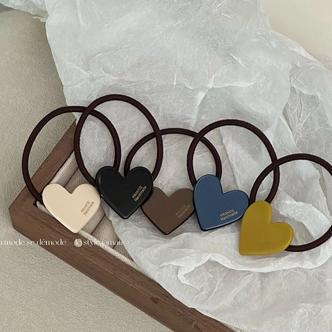 Elastico per Capelli in Acetato a Cuore Vintage Francese Lussuose Lettere d'Oro Fatte a Mano Elastico per Donna Accessori Capelli