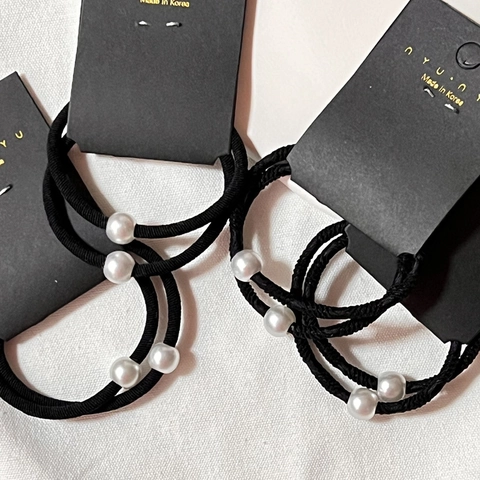 Elastici per Capelli Minimalisti in Stile Coreano Con Künstliche Perle Finte Elegante Coda di Cavallo Nera Corda per Capelli Donna