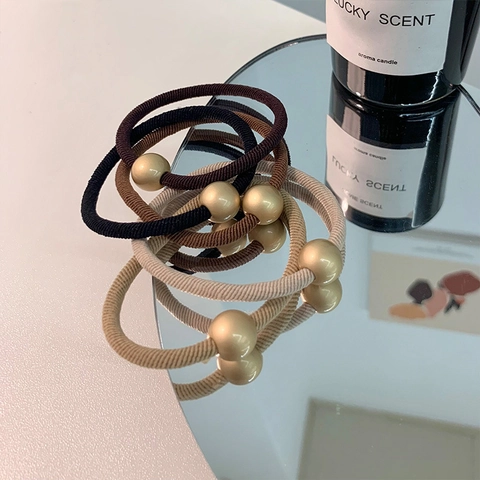 Elastici per Capelli Minimalisti ad Alta Elasticità per Donna Stile Coreano con Decorazione in Perline di Lega per Coda