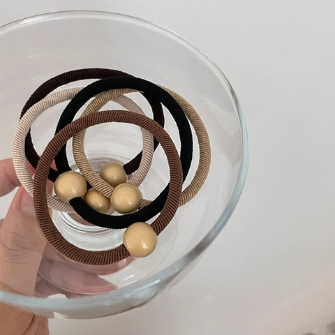 Elastici per Capelli Minimalisti ad Alta Elasticità per Donna Stile Coreano con Decorazione in Perline di Lega per Coda