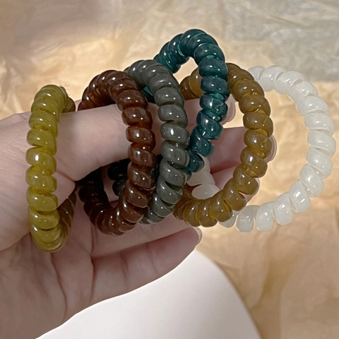 Jelly Color Traceless Telephone Line Hair Rings Elastic Spiral Hair Ties Plastic Resin Ponytail Holders For Women Hair Accessories