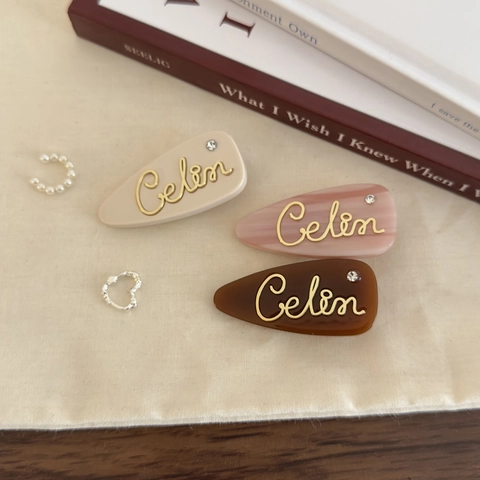 Französischer Retro Acetat Haarklammer Eleganter Buchstabe Strass Entenschnabel-Clip Süße Marmor-Textur Seitenclip Für Damen