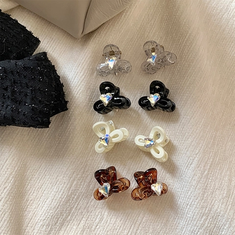 Mini Schleife Herz Strass Haarklammern Damen Süß Harz Kleine Haargreifer Elegant Rutschfest Haarschmuck Styling Zubehör