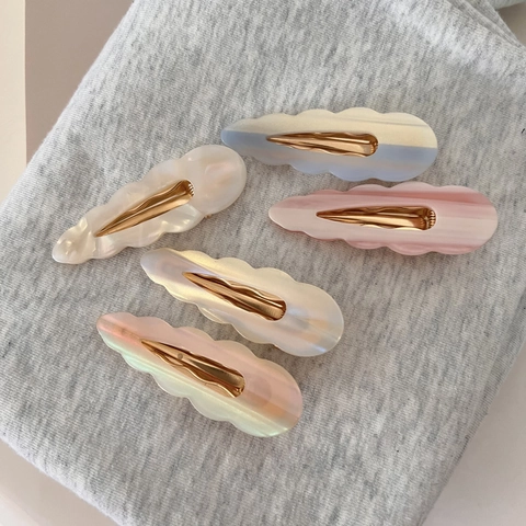 Korean Style Mermaid Gradient Color Wave Edge Acetate Hair Clip Elegant Duckbill Clip For Women Girls Hair Accessories