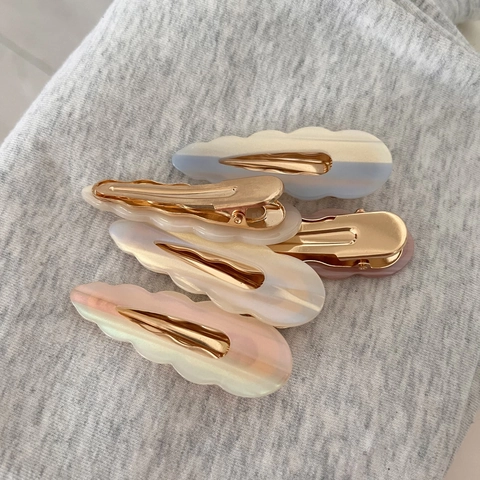 Korean Style Mermaid Gradient Color Wave Edge Acetate Hair Clip Elegant Duckbill Clip For Women Girls Hair Accessories