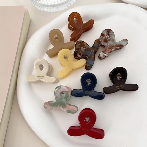 Mini Pinzas de Pelo de Acetato para Mujer Pequeñas Pinzas Geométricas Color Sólido Patrón de Mármol Hechas a Mano Accesorios de Pelo Diario