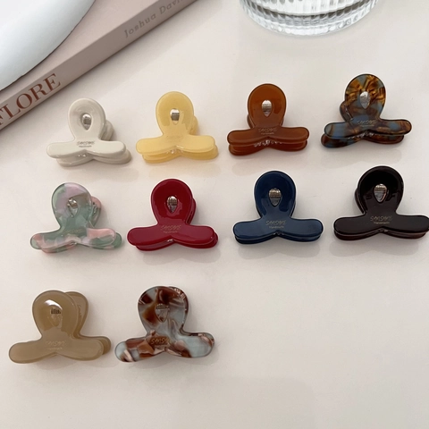 Mini Pinzas de Pelo de Acetato para Mujer Pequeñas Pinzas Geométricas Color Sólido Patrón de Mármol Hechas a Mano Accesorios de Pelo Diario