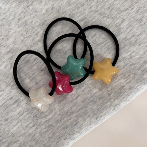 Handmade Candy Color Star Elastic Hair Ties Plastic Resin Star Hair Rope For Women Girls Fashion Cute Star Hair Accessories