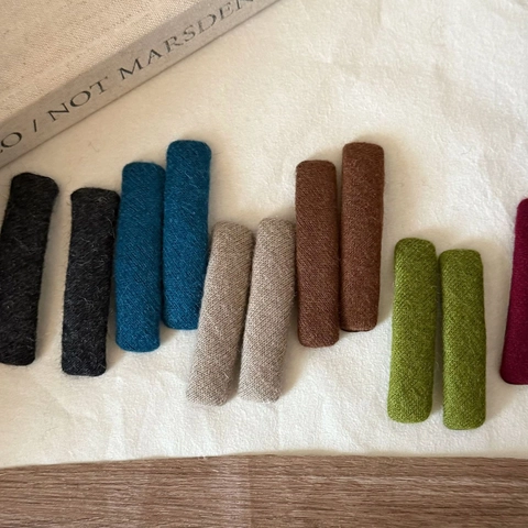 Pinza para el Cabello Rectangular Vintage de Tela Tejida Color Morandi Clip para Flequillo Horquilla Geométrica Hecha a Mano Mujer