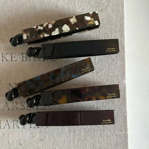 Elegante Pinza a Banana in Acetato Stile Francese per Donna Semplice Trama di Marmo Tartarugata Fermaglio per Capelli