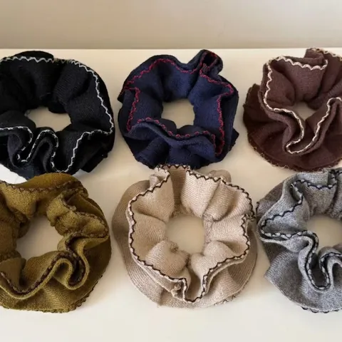Gebreide Scrunchies Met Contrastrand Handgemaakte Stoffen Haarelastiekjes Elastische Paardenstaarthouder Voor Dames Mode Accessoires