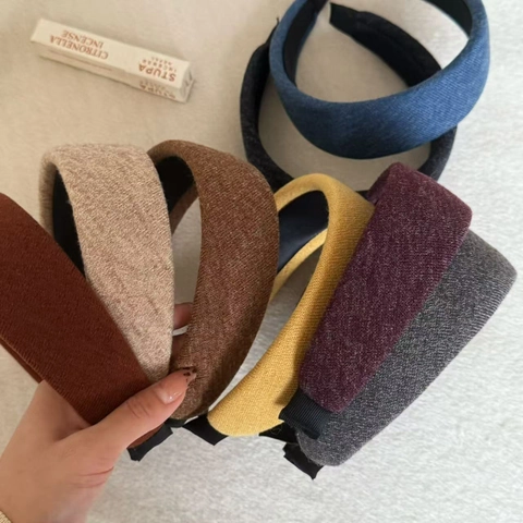 Cerchietto Imbottito in Maglia Retro Autunno Inverno per Donna Fascia per Capelli Larga Spessa Tinta Unita Accessori per Capelli