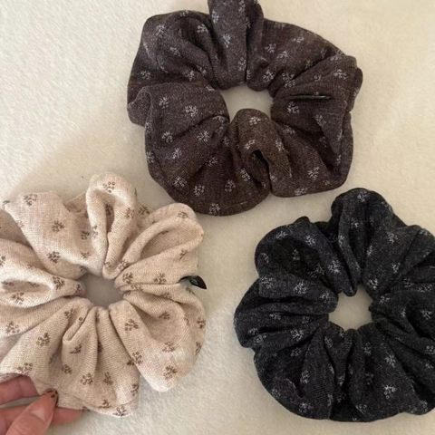 Koreanischer Stil Vintage Blumenmuster Stoff Scrunchies Für Damen Elegante Strickstruktur Elastische Haarbänder Handgefertigt Haarschmuck