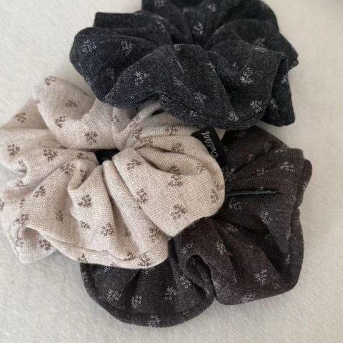 Koreanischer Stil Vintage Blumenmuster Stoff Scrunchies Für Damen Elegante Strickstruktur Elastische Haarbänder Handgefertigt Haarschmuck