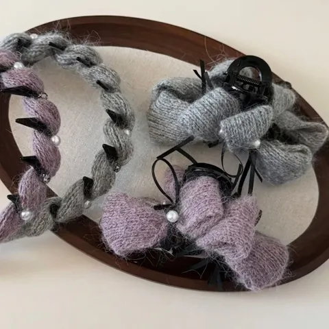 Pinza per Capelli in Filato di Lana Stile Coreano Perla Artificiale Grande Clip a Squalo Fascia Fatta a Mano Donna Accessori