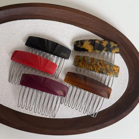 Vintage Acetat Metall Haarkamm Seitenclip Elegant Geometrisch Haareinführung Styling Zubehör Für Damen Täglich Büro Haarschmuck