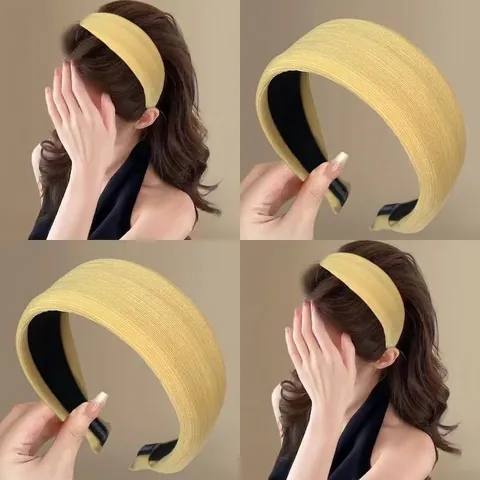 Elegante Cerchietto in Tessuto a Costine a Tinta Unita Fascia per Capelli Imbottita a Tesa Larga Design Minimalista Copricapo alla Moda per Donna Accessori Capelli