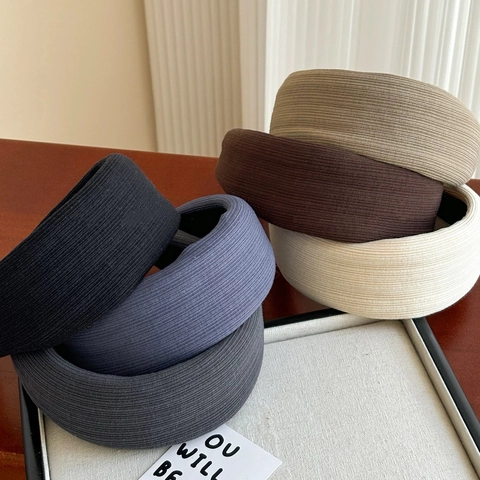 Elegante Cerchietto in Tessuto a Costine a Tinta Unita Fascia per Capelli Imbottita a Tesa Larga Design Minimalista Copricapo alla Moda per Donna Accessori Capelli