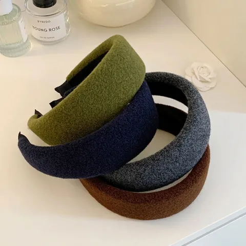 Damen Vintage Gepolstertes Wollen Haarband High Top Breit Elegant Einfarbig Herbst Winter Mode Haarschmuck