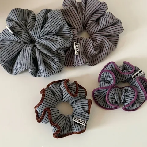 Striped Knitted Fabric Hair Scrunchie For Women Korean Style Contrast Color Velvet Edge Casual Hair Tie Headband