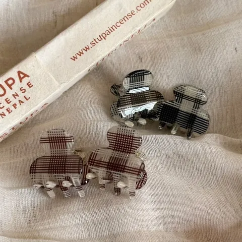 Mini Pince à Cheveux en Acétate Style Britannique Petites Pinces à Cheveux Écossais Vintage pour Femmes Accessoires Cheveux