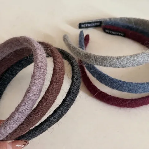Knitted Wool Wrapped Headband Women Handmade Soft Plush Cloth Hair Band Winter High Cranial Top Fashion Hair Accessories