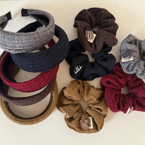 Diadema de Punto Vintage Coletero Invierno Cálido Banda de Pelo Elástica Color Sólido Accesorios para el Cabello de Moda para Mujer
