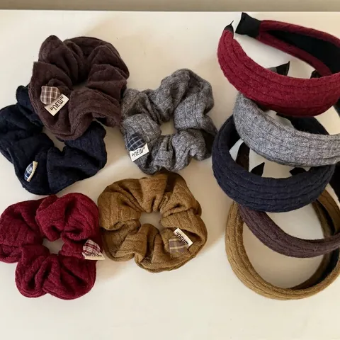 Diadema de Punto Vintage Coletero Invierno Cálido Banda de Pelo Elástica Color Sólido Accesorios para el Cabello de Moda para Mujer