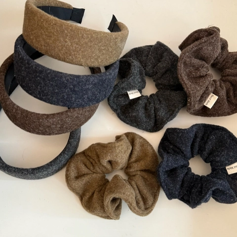 Vintage Autumn Winter Woolen Fabric Headband Wide Side Headhoop Thick Scrunchies Solid Color Handmade Hair Accessories For Women