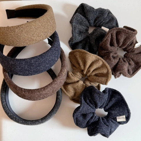 Vintage Autumn Winter Woolen Fabric Headband Wide Side Headhoop Thick Scrunchies Solid Color Handmade Hair Accessories For Women