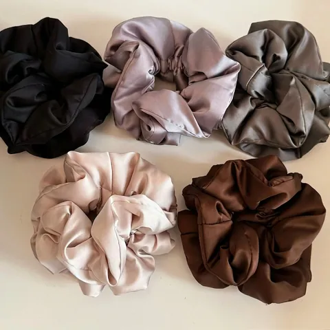 Large Satin Padded Scrunchies For Women Soft Double Layer Cotton Filled Hair Ties Elegant Shiny Hair Accessories