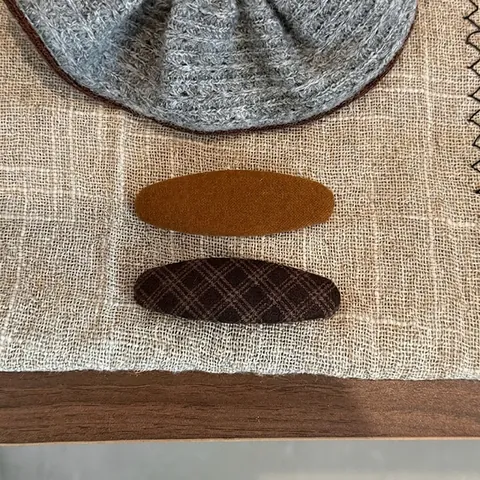Bruin Ruit Stof Ovaal BB Haarclip Koreaanse Stijl Retro Herfst Winter Zij Pony Clip Voor Vrouwen Dagelijks Haaraccessoires