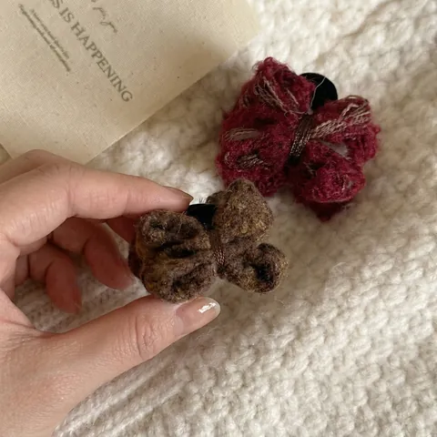 Autumn Winter Tweed Double Bow Hair Claw Clip For Women Elegant Handmade Princess Hairpin Fashion Hair Accessories