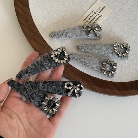 Vintage Strass Plüsch Haarspange Für Damen Leicht Luxus Wolle Entenschnabel Clip Herz Schleife Quadratisch Geometrisch Haarnadel