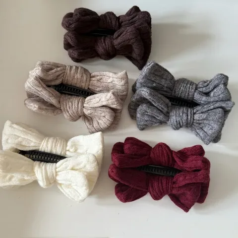 Pinza de Banana con Lazo de Punto Vintage para Mujer Clip Vertical para Coleta Alta Accesorio de Pelo de Tela de Punto de Ocho