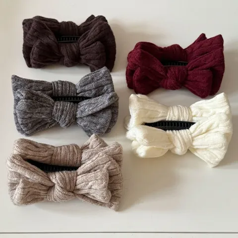 Pinza de Banana con Lazo de Punto Vintage para Mujer Clip Vertical para Coleta Alta Accesorio de Pelo de Tela de Punto de Ocho