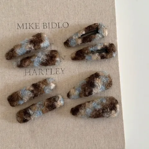 Fermaglio per Capelli in Lana di Agnello Autunno Inverno Stile Coreano Blu Grigio Marmo Clip BB Geometrica Gioielli Capelli