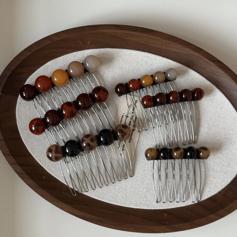 Minimalistische Ronde Kraal Haarkam Vintage Schildpad Hars Legering Haarclip Voor Vrouwen Elegante Styling Haar Insteekkam Accessoire