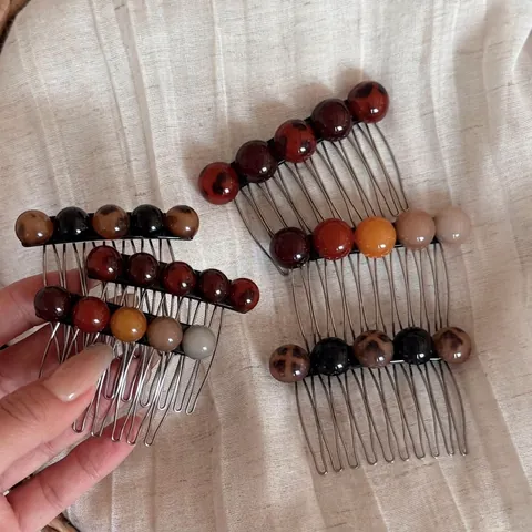 Minimalistische Ronde Kraal Haarkam Vintage Schildpad Hars Legering Haarclip Voor Vrouwen Elegante Styling Haar Insteekkam Accessoire