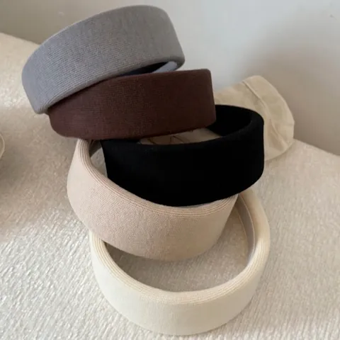 Koreanischer Stil Rippenstrick Breites Stirnband Hoher Schädel Gepolstertes Haarband Einfarbig Einfache Mode Haarschmuck Für Damen