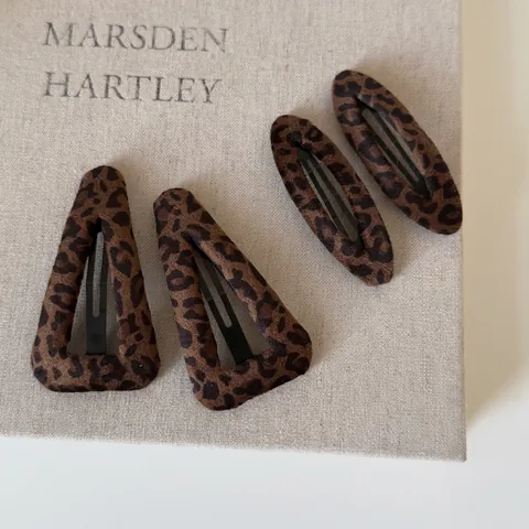 Women Leopard Print Velvet Hair Clips Autumn Winter Plush BB Clips Retro Fashion Hairpins For Daily Hair Decoration