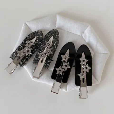 Lussuosi Fermagli per Capelli a Stella in Acetato Strass Senza Traccia a Becco d'Anatra Forcina a Pentagramma Accessori Moda Donna
