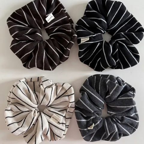 Elastico per Capelli a Righe in Tessuto Con Etichetta Fatto a Mano Legacci per Capelli Minimalisti Coreani per Donna