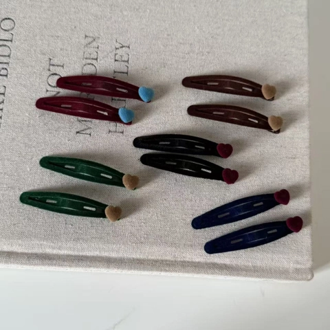 Vintage Beflockung Herz BB Haarklammern Für Damen Mädchen Elegante Samt Metall Seitenklammern Nische Herz Haarnadel Haarschmuck