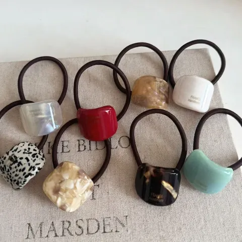 Elastico per Capelli in Acetato Geometrico Motivo Marmoreo Vintage Supporto per Coda di Cavallo Moda Donna Accessori Capelli